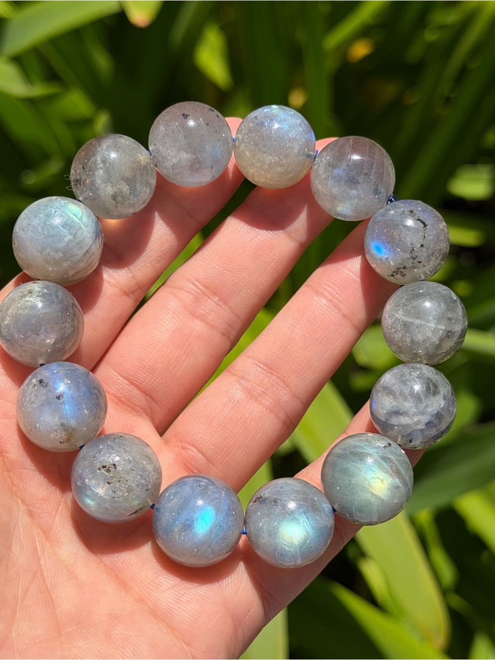 16mm chunky stretchable flashy labradorite bracelet 1626